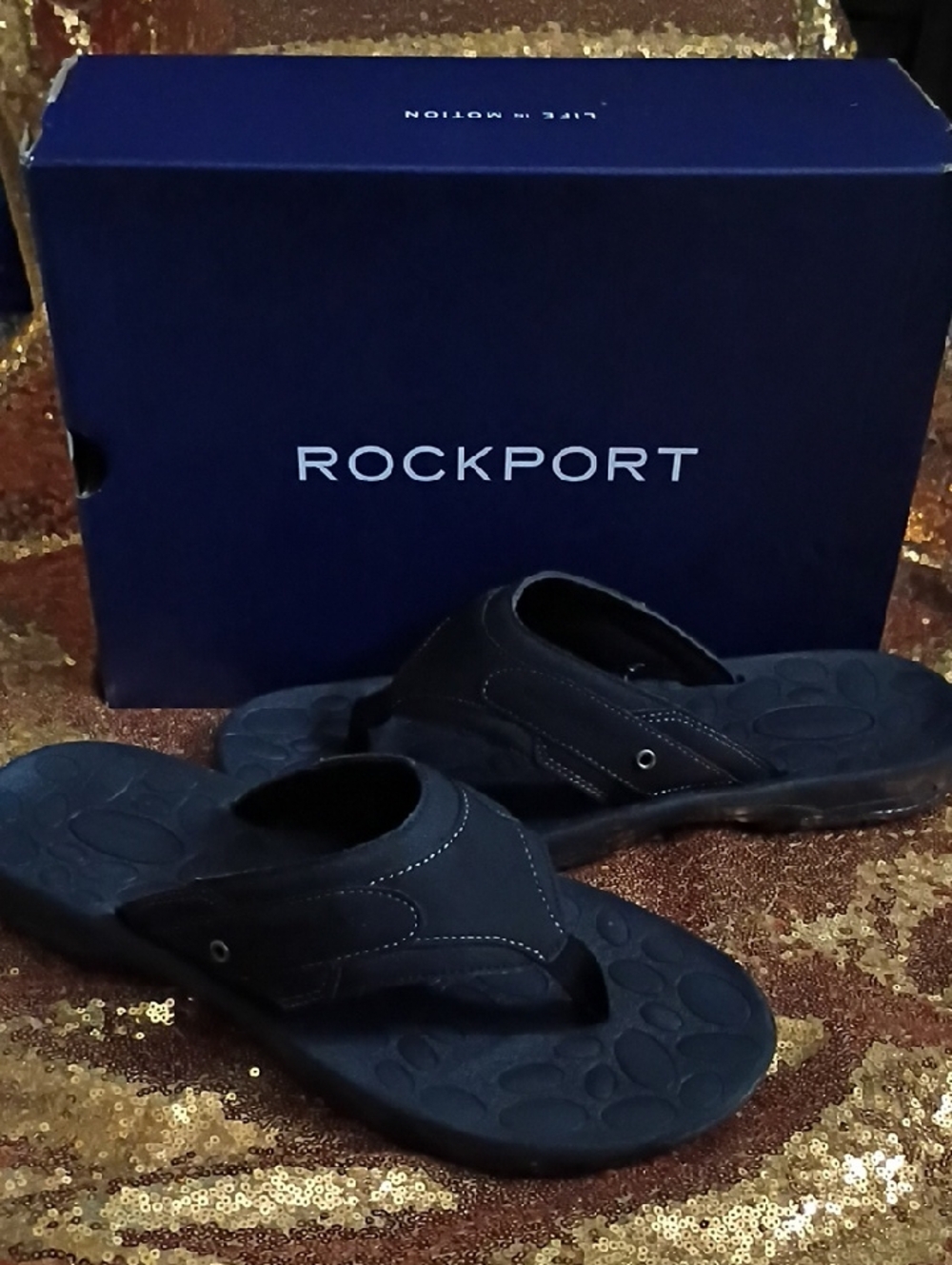 Rockport Men's Black Thong Sandals